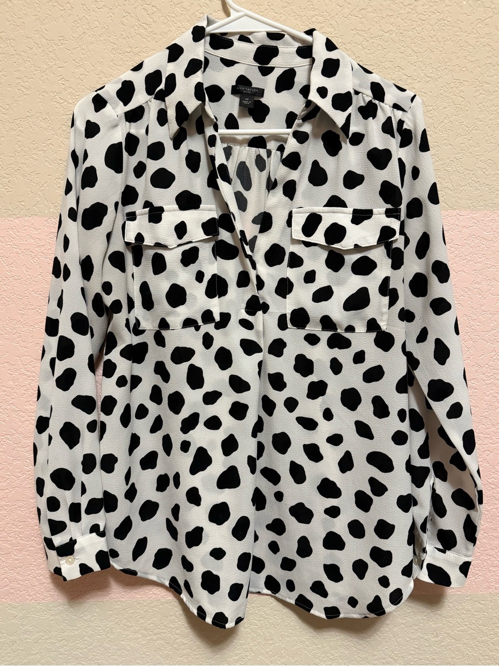 Ann Taylor Dalmatian Spot Button-Front Blouse - Black & White
